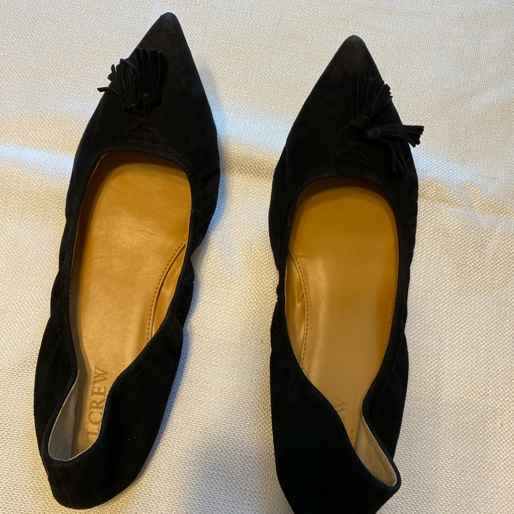 J Crew Stretch Tassel Suede Flats